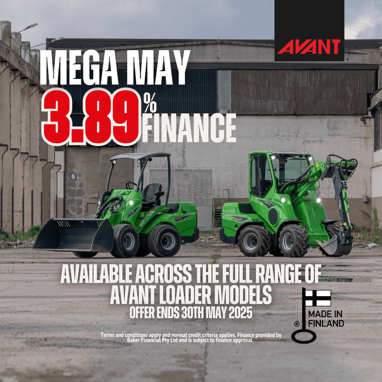 Mega May 3.89% Financing on Avant Loaders!